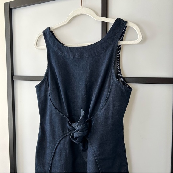 [4] Anthropologie Holding Horses Dark Denim Knotted Waist Sleeveless Midi Dress - Picture 4 of 11